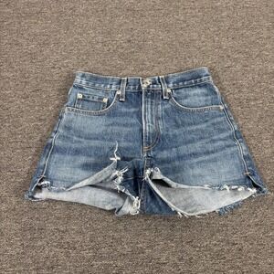 Rag & Bone Shorts Womens 25 Blue Denim High Rise Cutoff Distressed Raw Hem